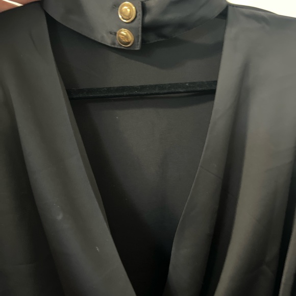 Black Satin Blouse with Choker Neckline - Picture 2 of 5